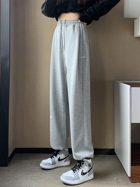 Korean grey sport pants for women, thin style, spring and autumn new style, petite loose, tight-fitting, straight-leg, wide-leg casual sweatpants Korean grey sport pants for women, thin style, spring and autumn new style, petite loose, tight-fitting, straight-leg, wide-leg casual sweatpants